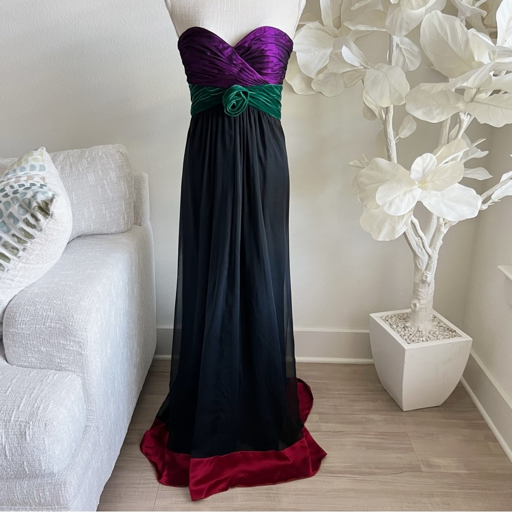 !!!NOT FOR SALE !!Vintage Oscar de la Renta Multicolor Velvet And Silk Maxi Gown